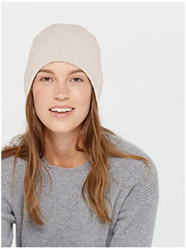 100% Pure Cashmere Cable Knit Beanie Hat Foldover Brim